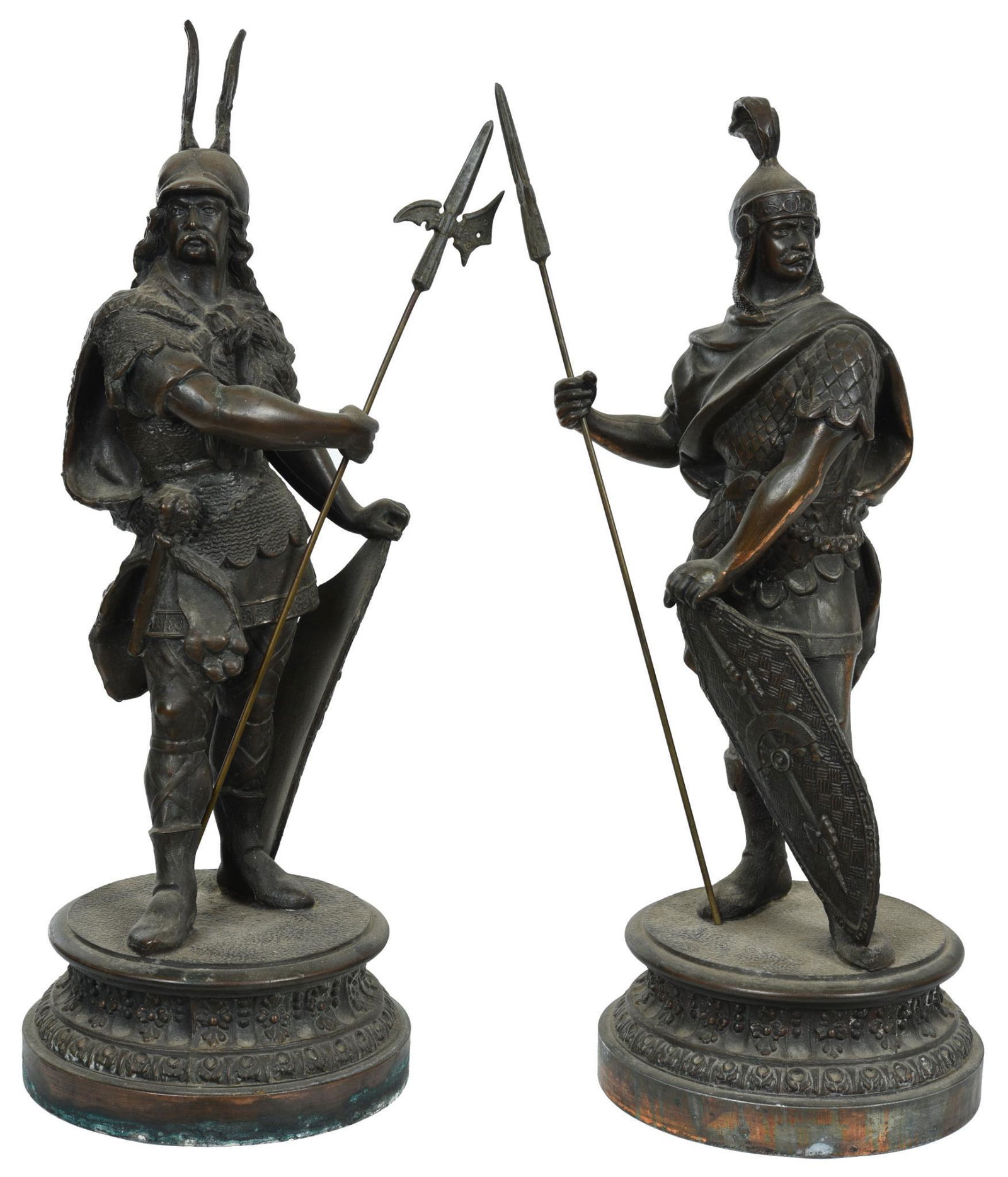 Pair of Spelter Warrior Statues w/Bronze Finish (1 of 2)
