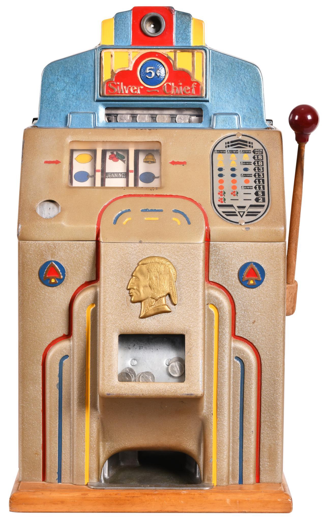 Jennings 5 Cent Silver Chief Slot Machine (1 of 4)