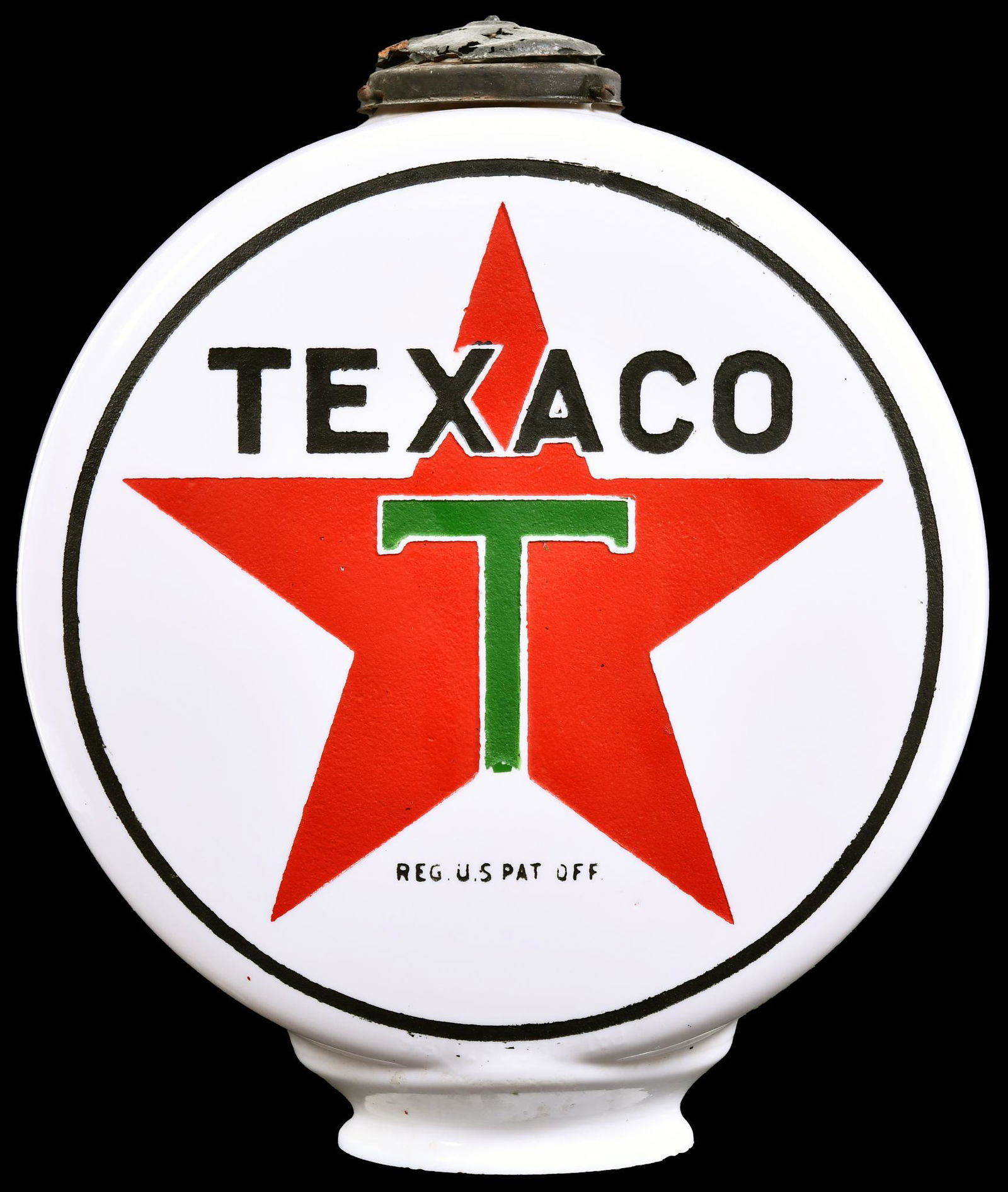 Texaco Star Logo OPE Chimney Top Milk Glass Globe (1 of 2)