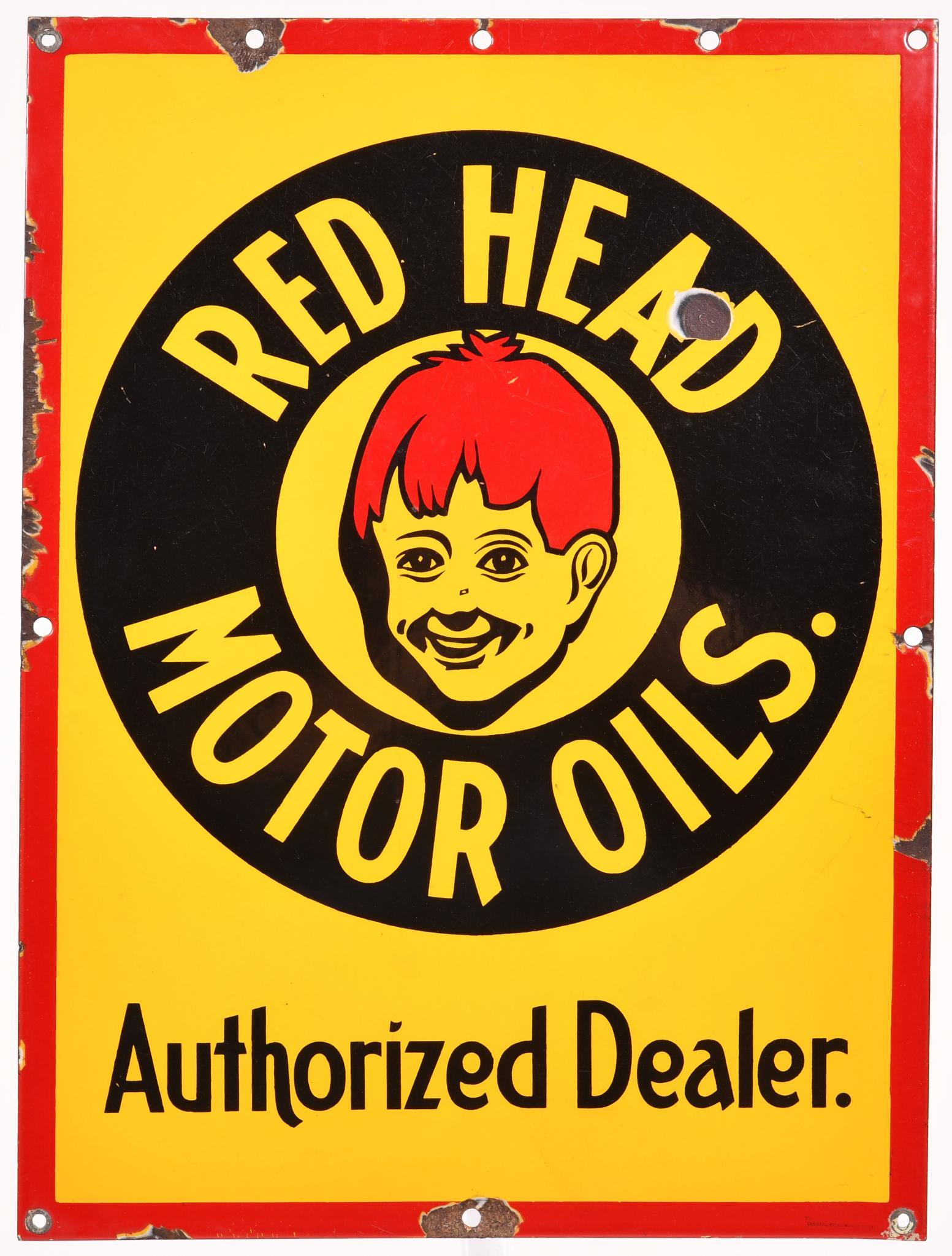 Red Head Motor Oils w/Logo Authorized Dealer Porcelain (1 of 2)