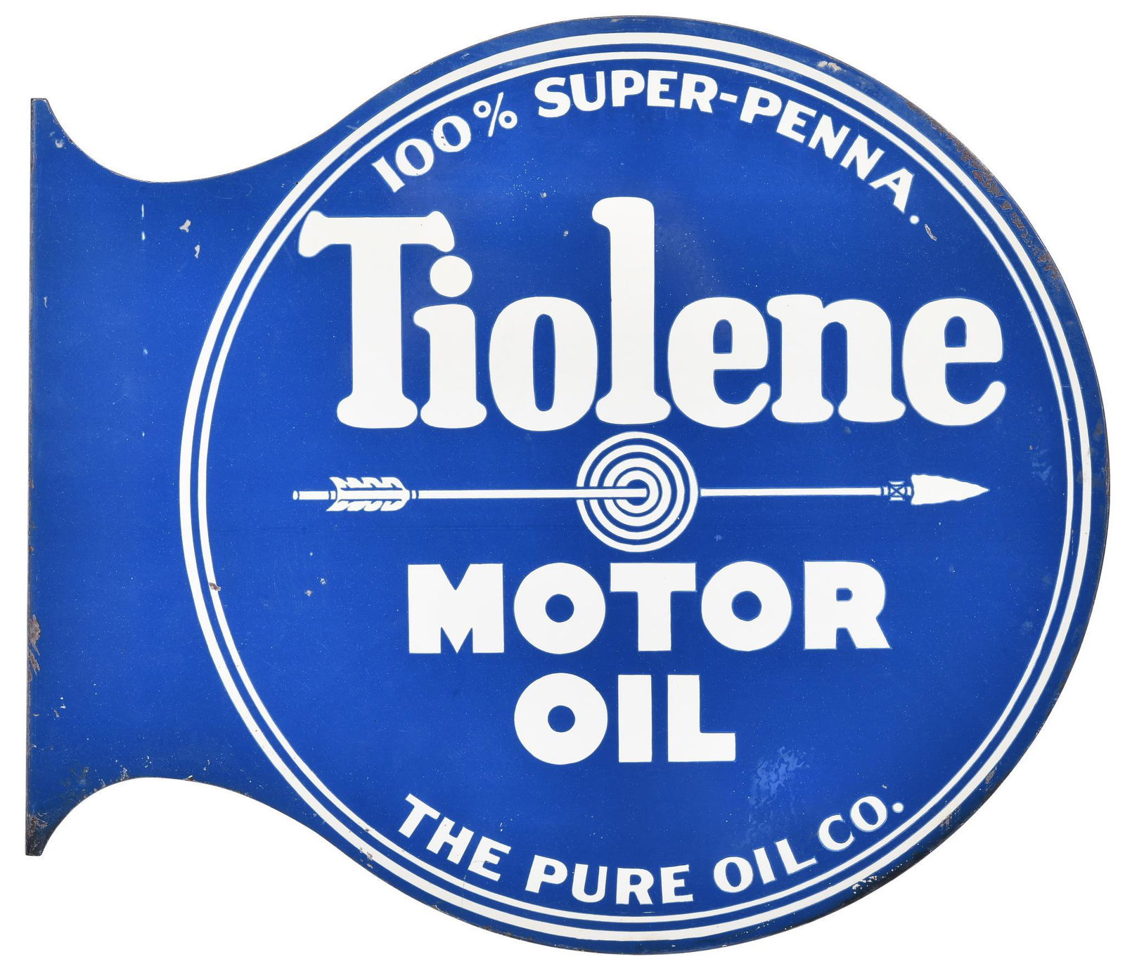 Pure Tiolene Motor Oil w/Arrow Logo Metal Sign (1 of 2)