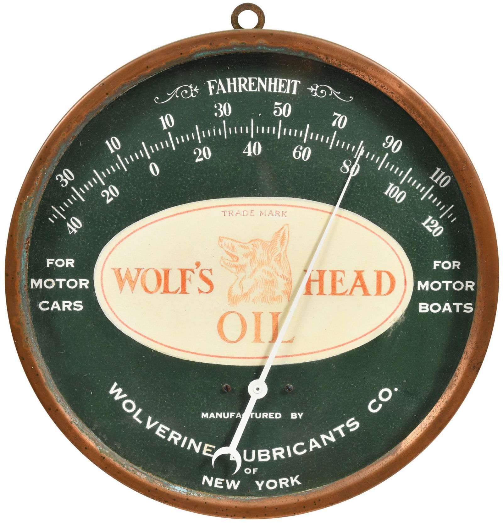 Wolf's Head Oil w/Logo Round Thermometer (1 of 2)
