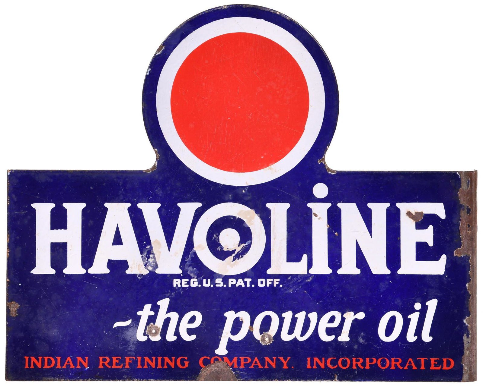 Havoline "the power oil' w/Red Dot Logo Porcelain Sign (1 of 2)