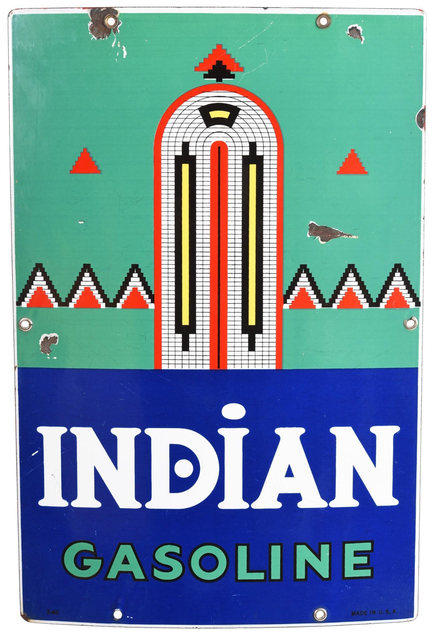 Indian Gasoline (large) Porcelain Sign (1 of 1)