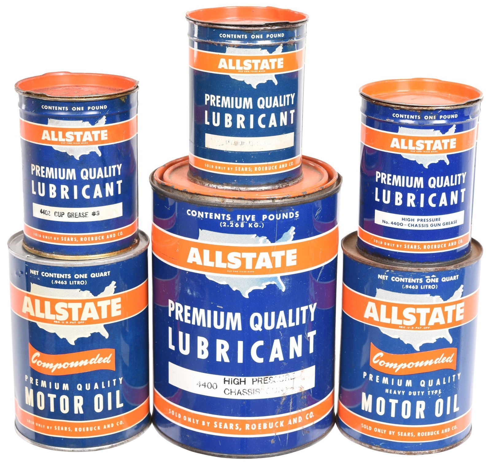 2-Allstate One Quart Motor Oil Metal Cans & More (1 of 2)