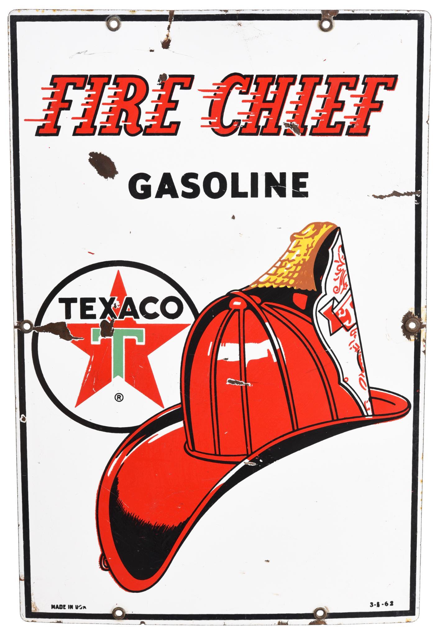 Texaco (white-T) Fire Chief (large) Porcelain Sign (1 of 2)