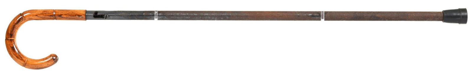 19th Century Western European Steel Cane Percussion Cap: The percussion cap firing mechanism is spring loaded and would probably act more as a deterrent from the sound as to the lethality of the weapon. The lower steel walking stick portion screws off to ex