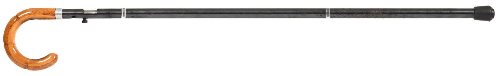 19th Century Western European Steel Cane Percussion Cap: The percussion cap firing mechanism is spring loaded and would probably act more as a deterrent from the sound as to the lethality of the weapon. The lower steel walking stick portion screws off to ex