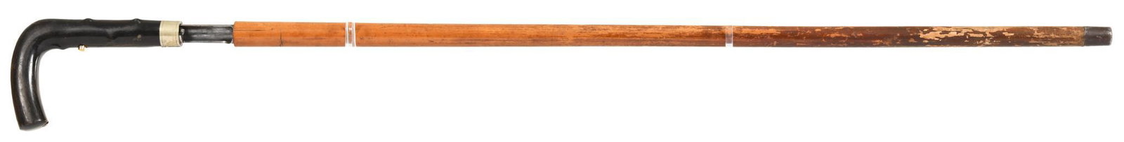Gun Cane Walking Stick: This .410 breech loading shotgun cane is in very good condition and all original. Most cane guns are not marked, however this should date from the late 1800's.