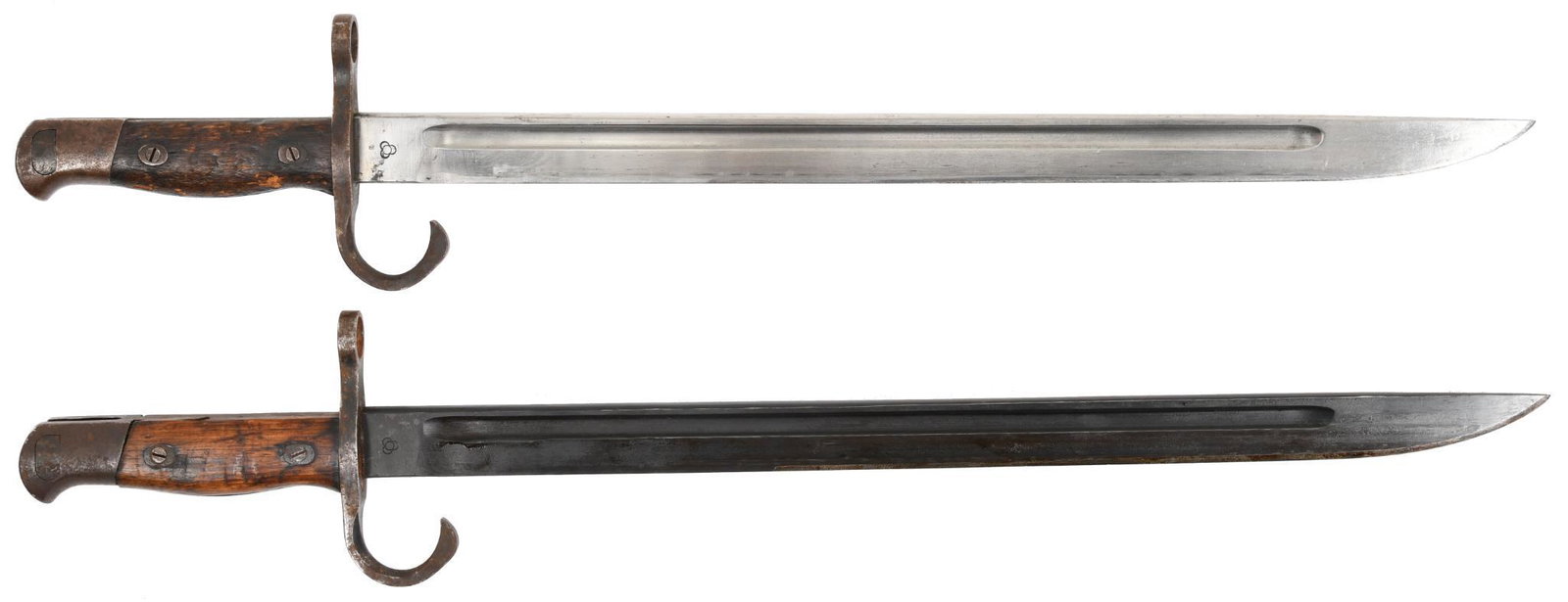 Lot of 2 Japanese Type 30 Bayonets: Blades are overall in very good condition. Wood grips are in decent shape.