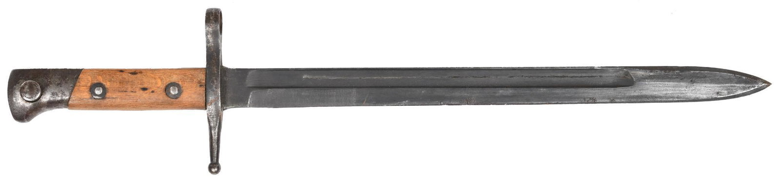 Italian Carcano Rocca 1940 Bayonet: Terni blade in average condition, lots of pitting. SN# on tang is AN4437. Sheath is in average shape as well considering the time period.