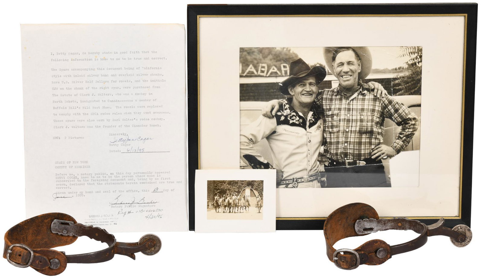 Buffalo Bill's Wild West Show Performers "Clark: Comes with documentation and 1944 photo. Fair Condition