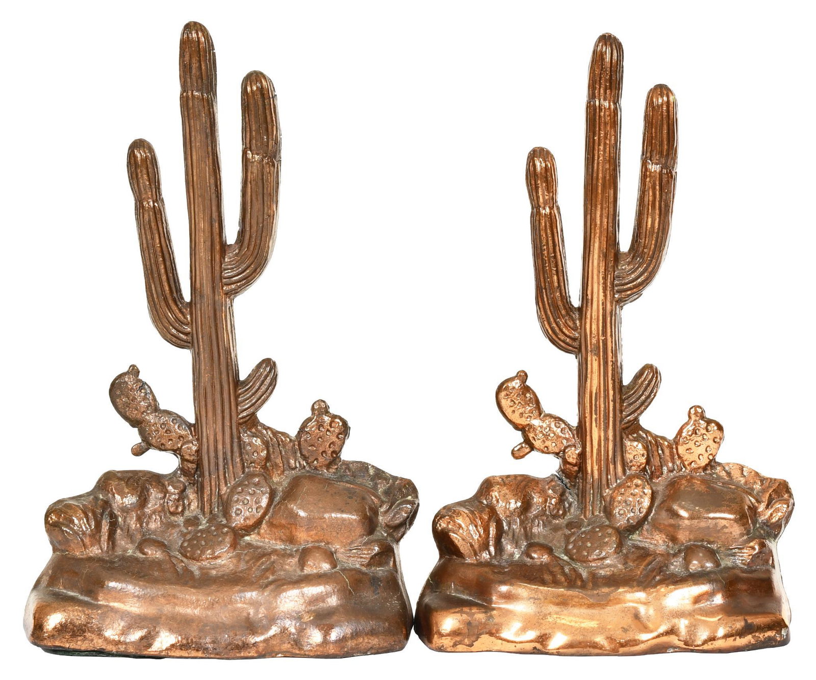 Vintage Metal Saguero Cactus Bookends: "Dodge" makers mark. Beautiful set of vintage bookends. Great condition.