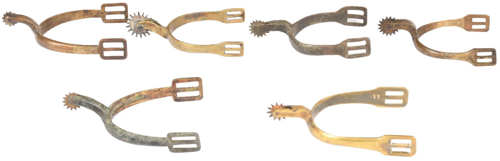 Lot Of 5 Civil War Era Non-Matching Spurs: Lot of 5 Civil War era non-matching spurs, all in good condition for their age.