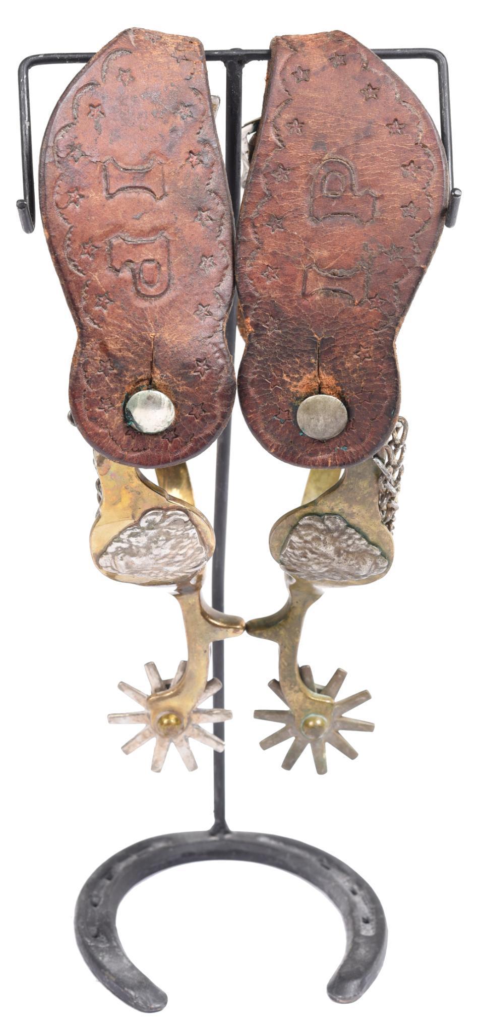 Unmarked Bronze Buffalo Head Spurs (1 of 2)