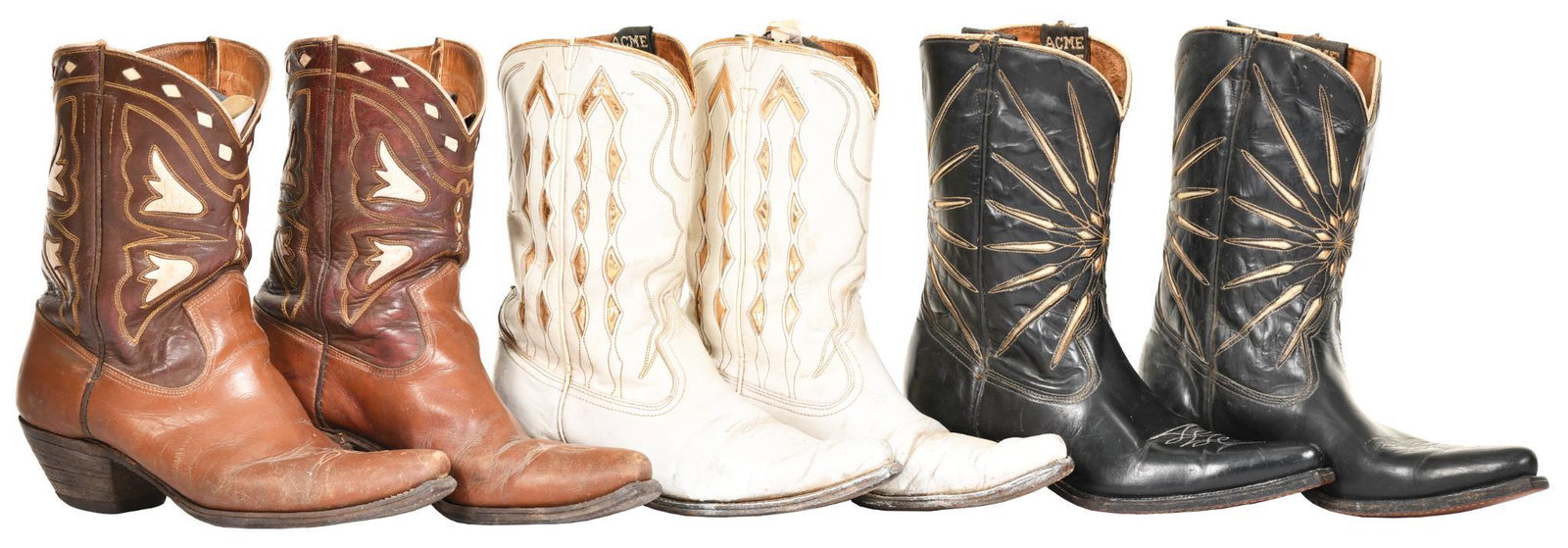 Lot Of 3 pairs Of Acme Boots: Fair Condition