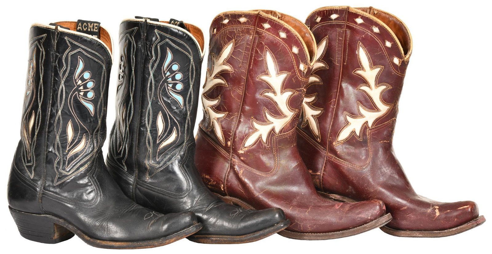 Lot Of 2 Pairs Acme Brand Boots: Fair condition.