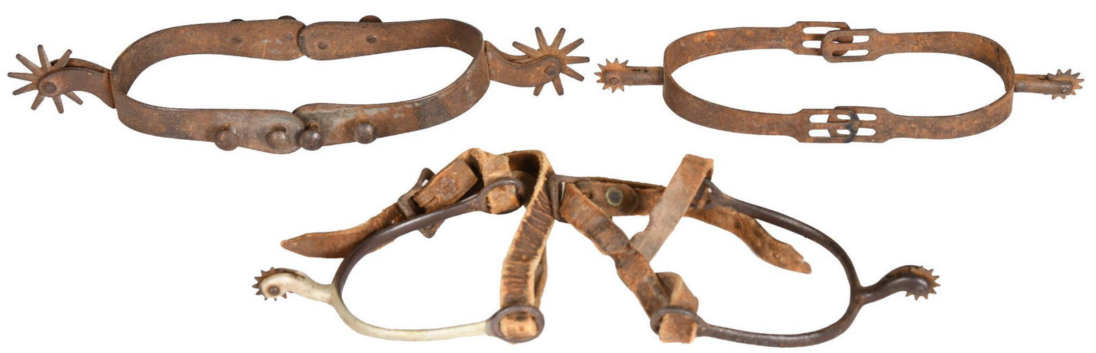 Lot Of 3 Pairs Of Small Iron Spurs: Good Condition