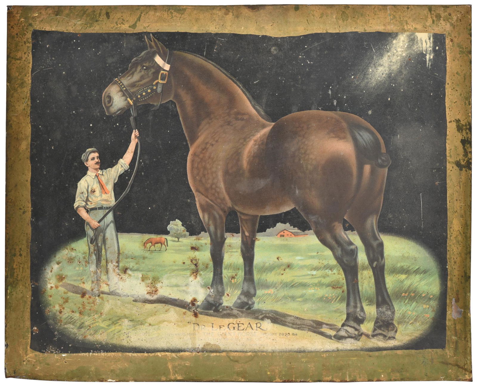 Antique Dr. LeGear Tin Lithograph Advertising Sign (1 of 2)