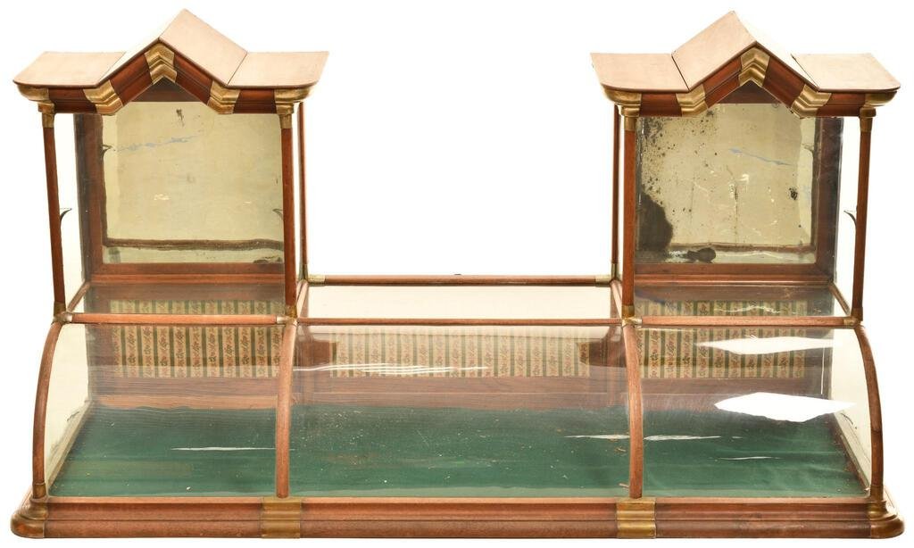 Oak Curved Front Show Case w/Double Cathedral Towers (1 of 2)