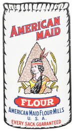 Rare American Maid Chief Flour Porcelain Sign