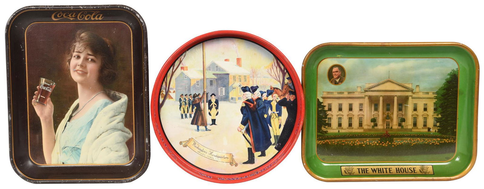 1923 Coca-Cola Flapper Girl Tray, Valley Forge Beer (1 of 2)