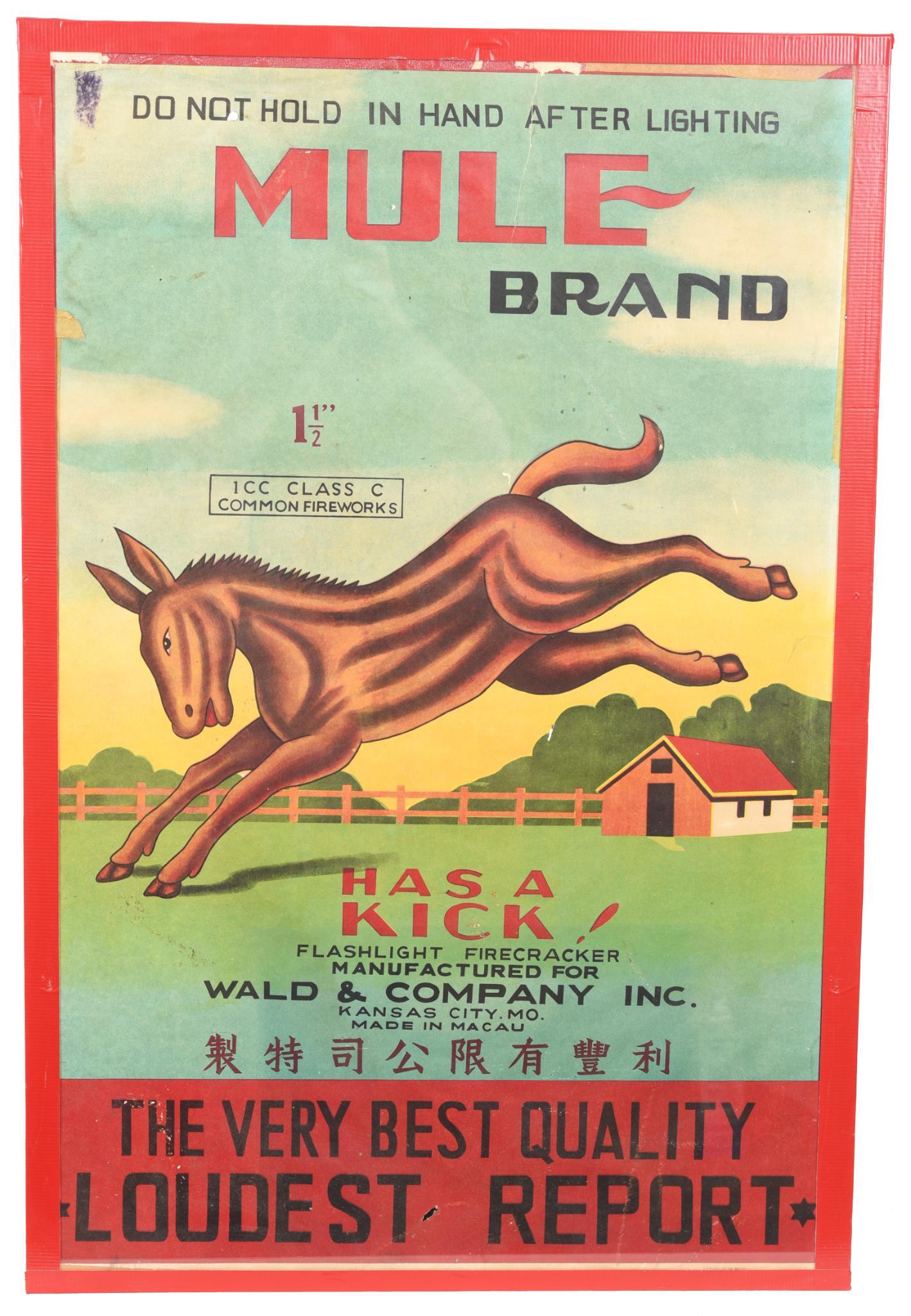 Mule Brand "Has A Kick" Flashlight Firecracker Poster (1 of 2)