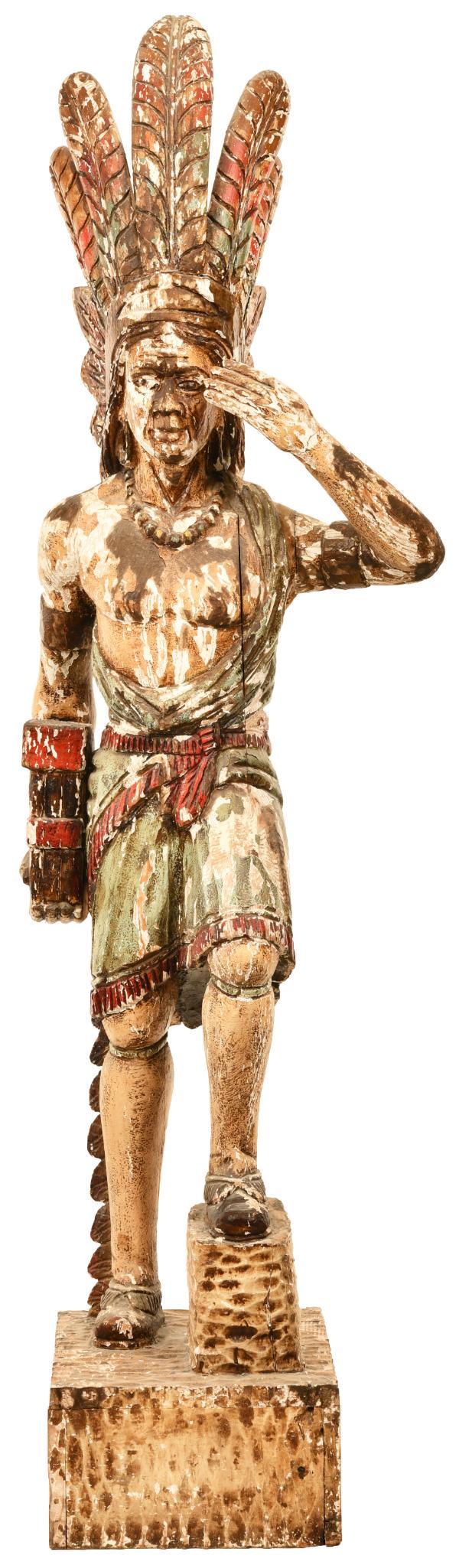 Old Wooden Cigar Store Indian w/Full Head Dress (1 of 2)