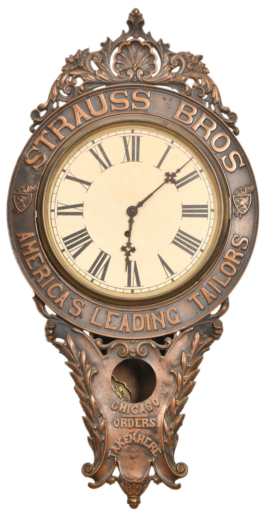 Strauss Bros. America's Leading Tailors Brass Clock (1 of 2)
