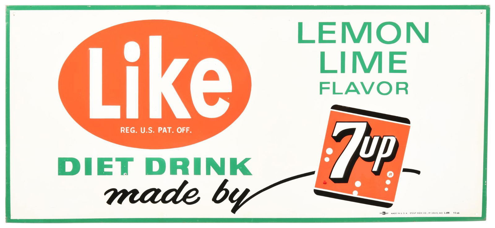 Like Diet Drink Made By 7up Lemon Lime Metal Sign (1 of 2)
