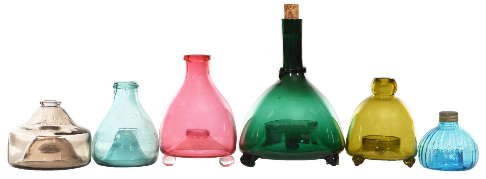 6-Colored Handblown Glass Footed Fly Traps (1 of 4)