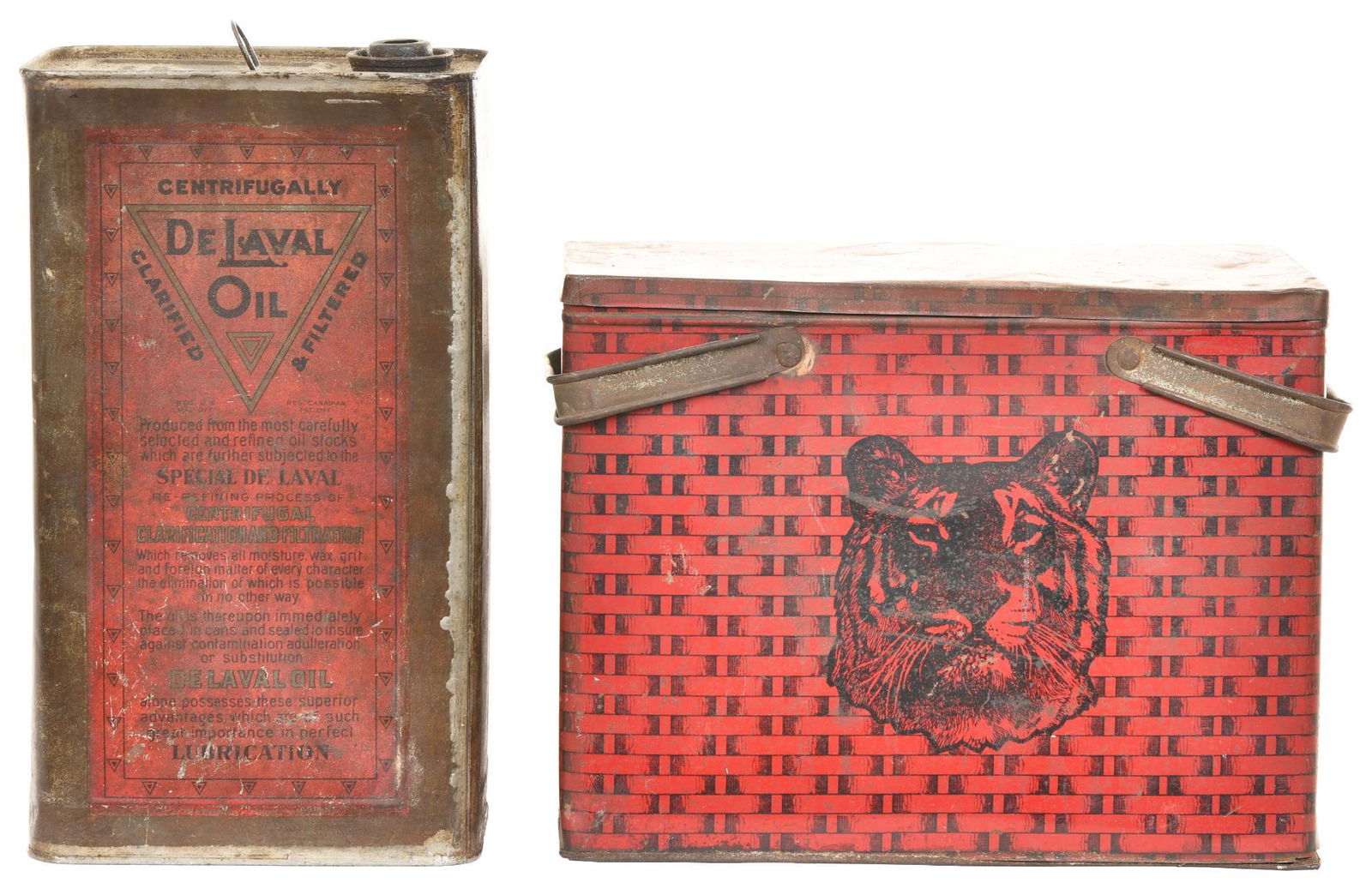 DeLaval One Gallon Can & Tiger Tobacco Metal Pail (1 of 2)