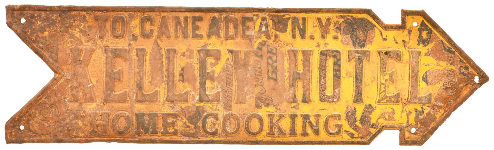 Kelly Hotel Caneadea, N.Y. Metal Arrow Sign (1 of 2)