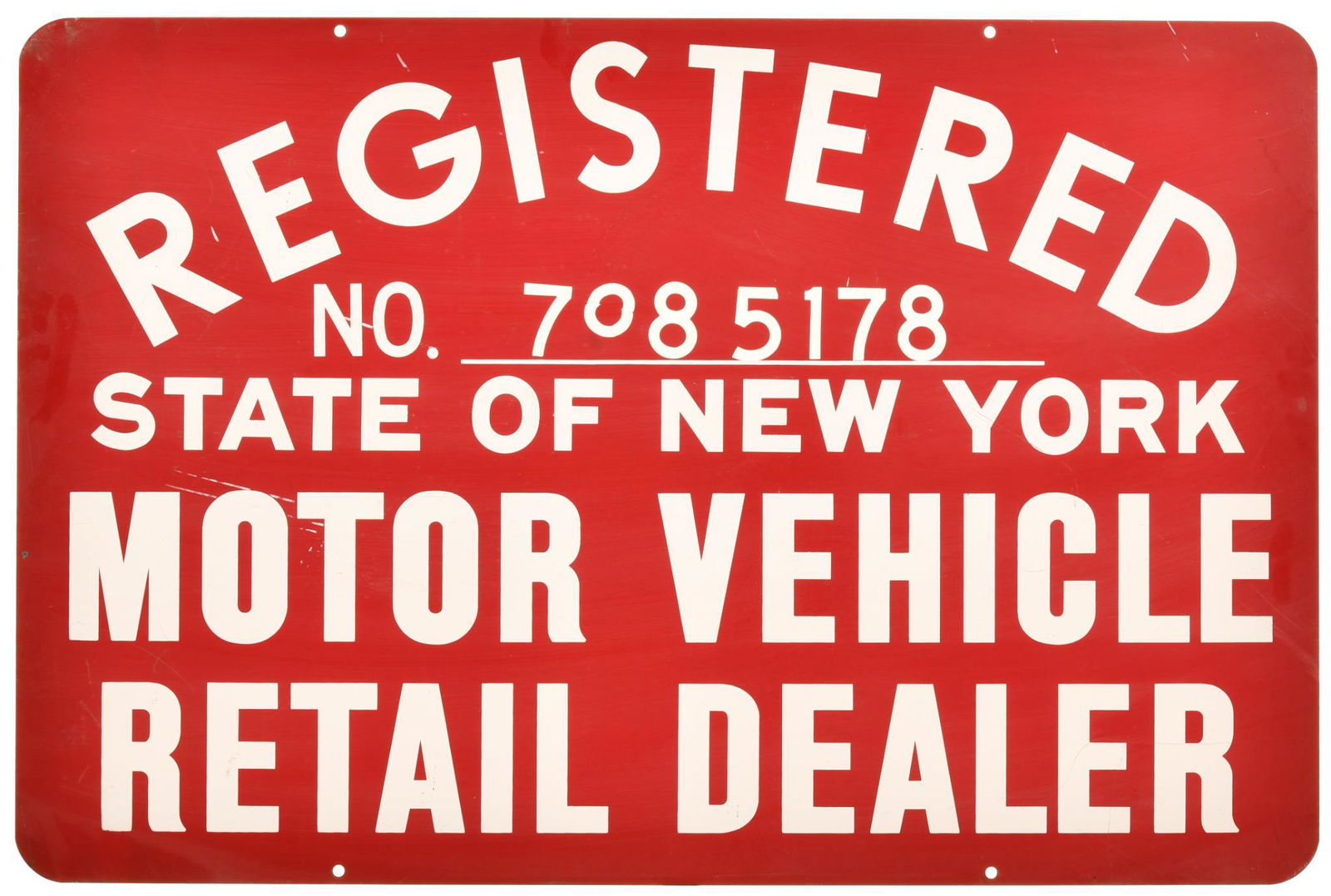 New York State Motor Vehicle Retail Dealer Metal Sign (1 of 2)