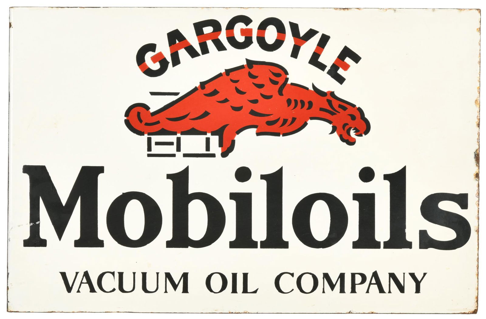 Mobiloils Gargoyle Vacuum Oil Company Porcelain Sign (1 of 2)