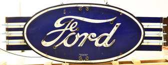 Large Winged Ford Oval Porcelain Neon Sign