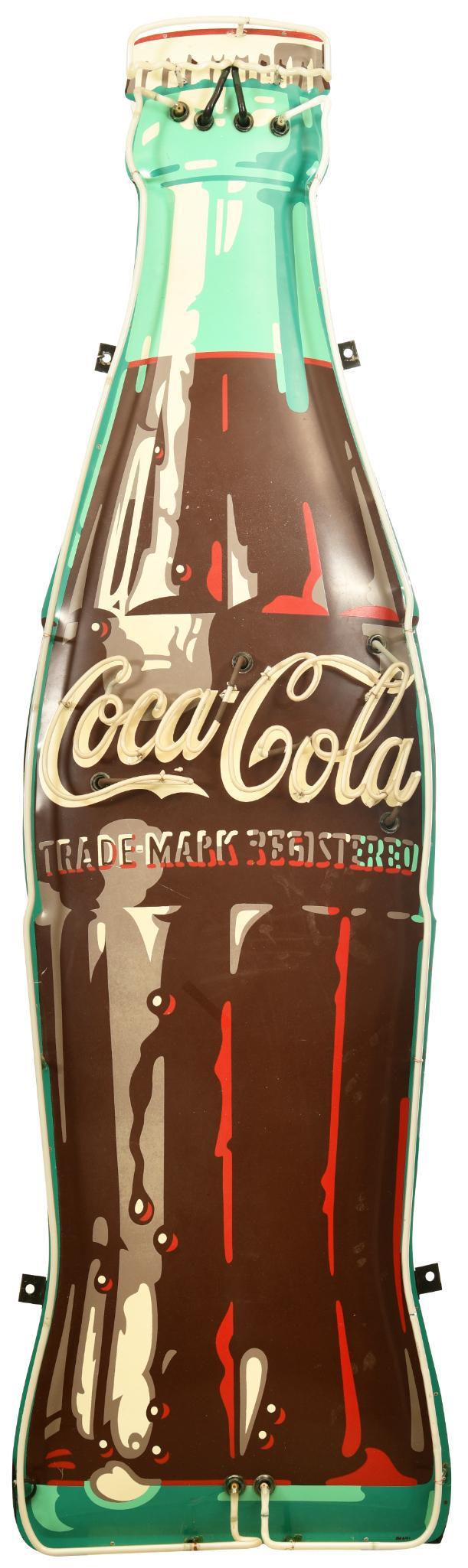 Large Coca-Cola Bottle Metal Sign w/Added Neon (1 of 3)