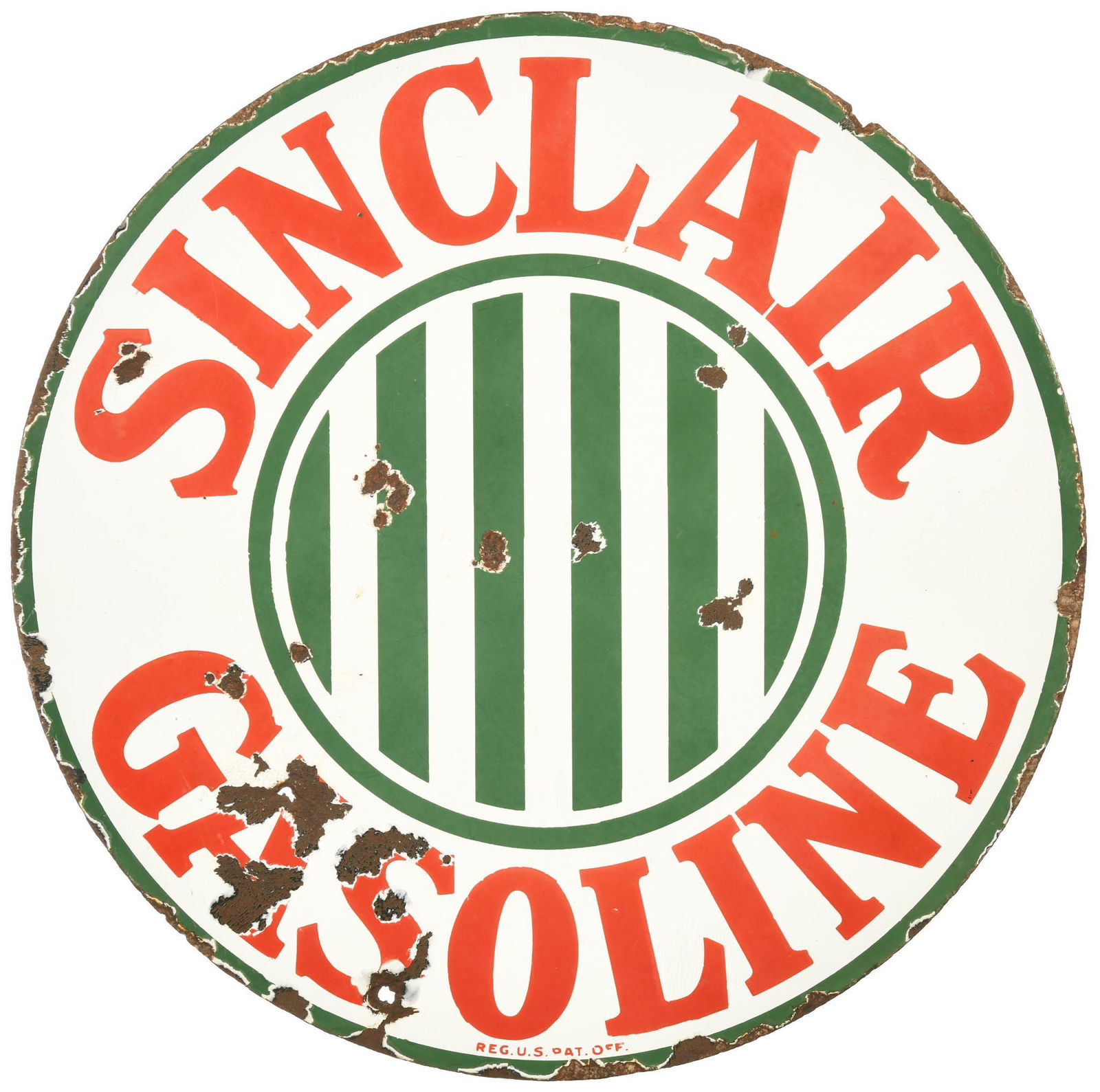 Sinclair Gasoline w/Stripes Porcelain Sign (1 of 2)