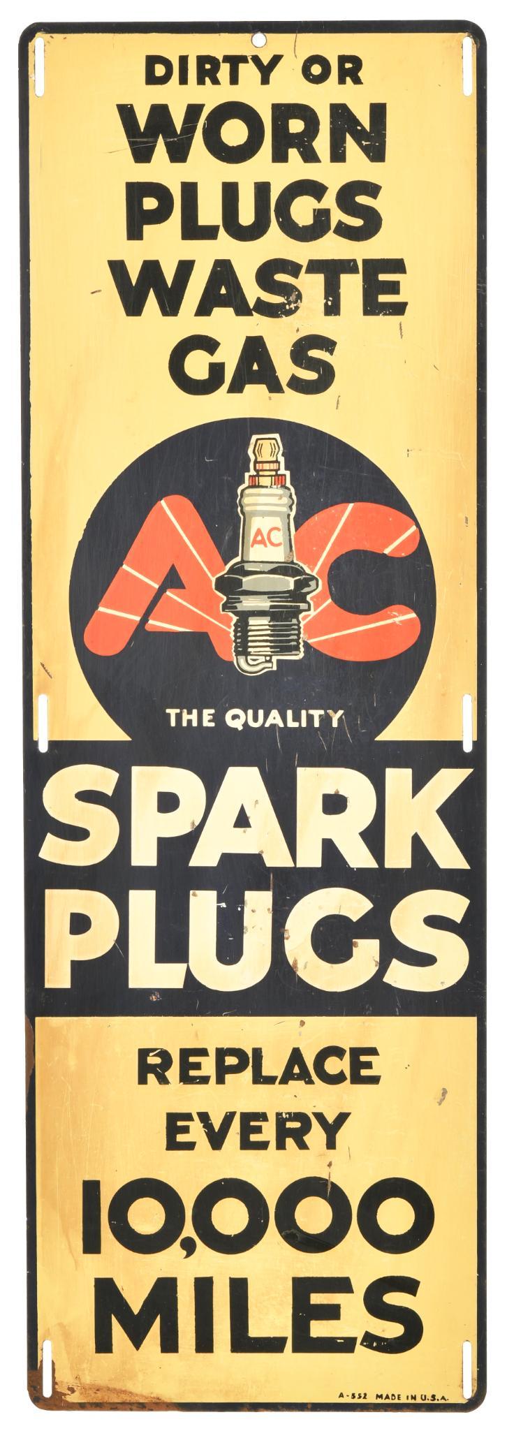 AC Spark Plugs "Replace Every 10,000 Miles" Metal Sign (1 of 2)