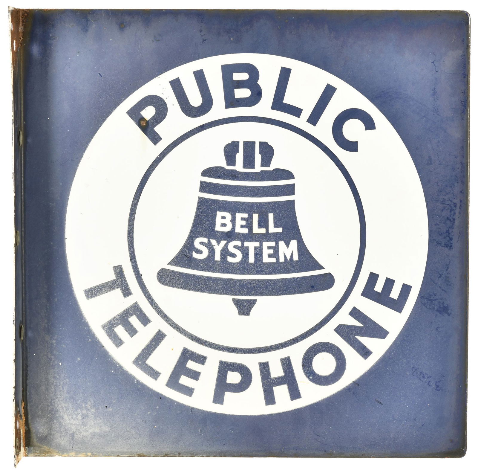 Bell System Public Telephone Porcelain Flange Sign (1 of 2)