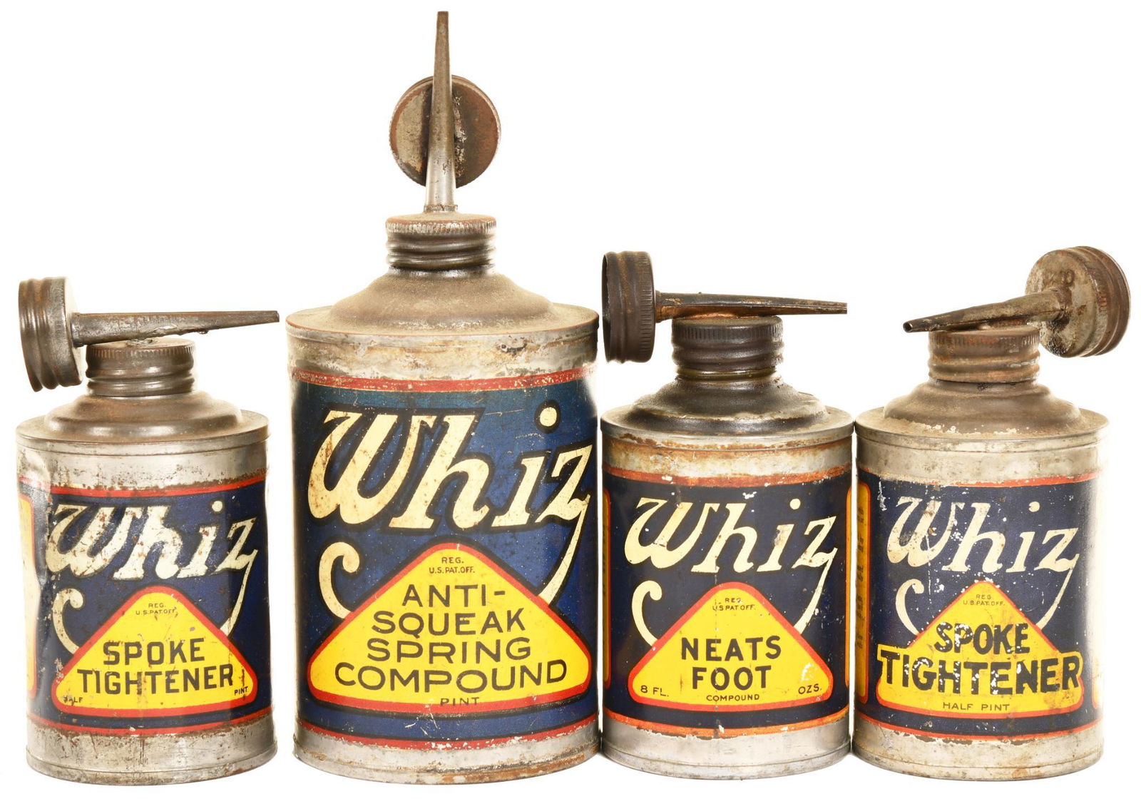 4-Whiz Round Metal Cans w/Spouts (1 of 2)