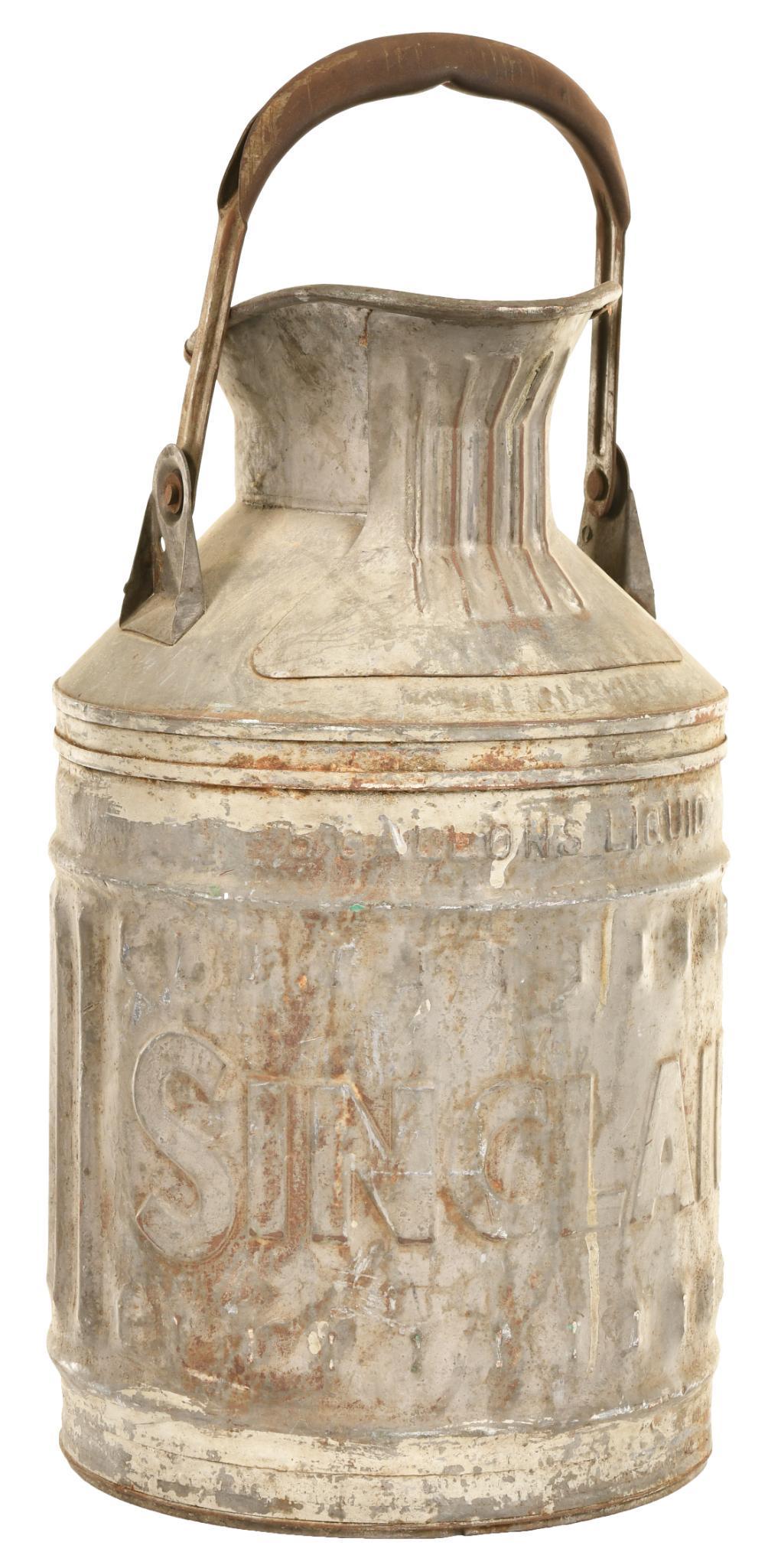 Embossed Sinclair Galvanized Five Gallon Fuel Bucket (1 of 3)