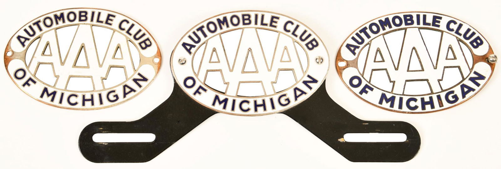 AAA License Plate Toppers: All above average condition, two are missing the attachments.