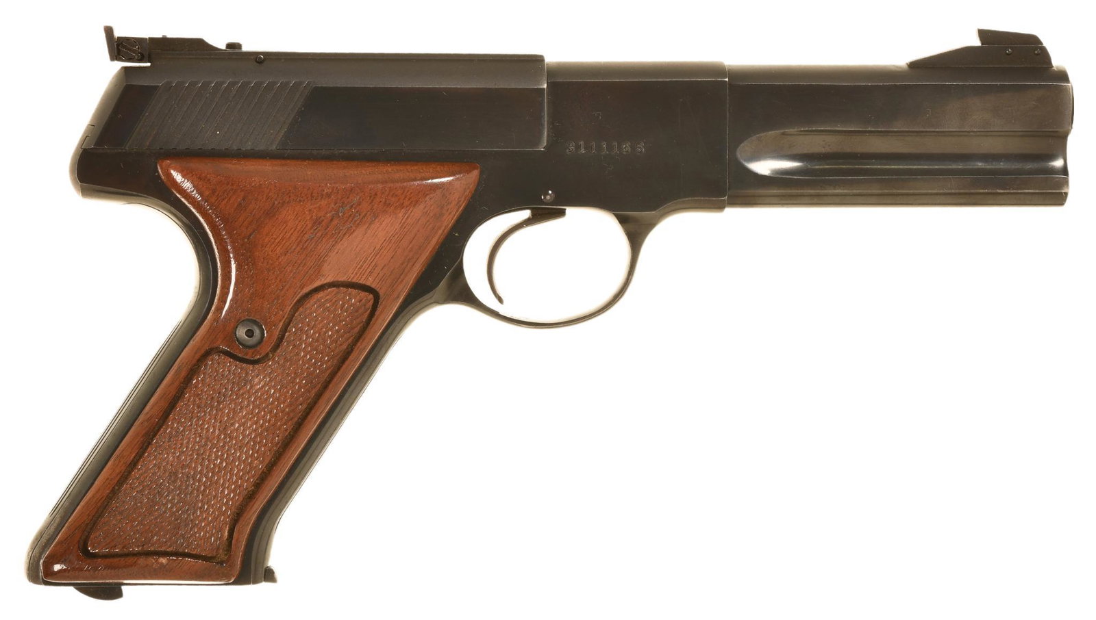 COLT WOODSMAN MATCH TARGET 22LR CALIBER SEMI AUTO: 4.5" Barrel 10 Shot. This Is A Third Issue Gun. About 90% Blue With Some Handling Marks. Comes With One Factory Mag B2-L412