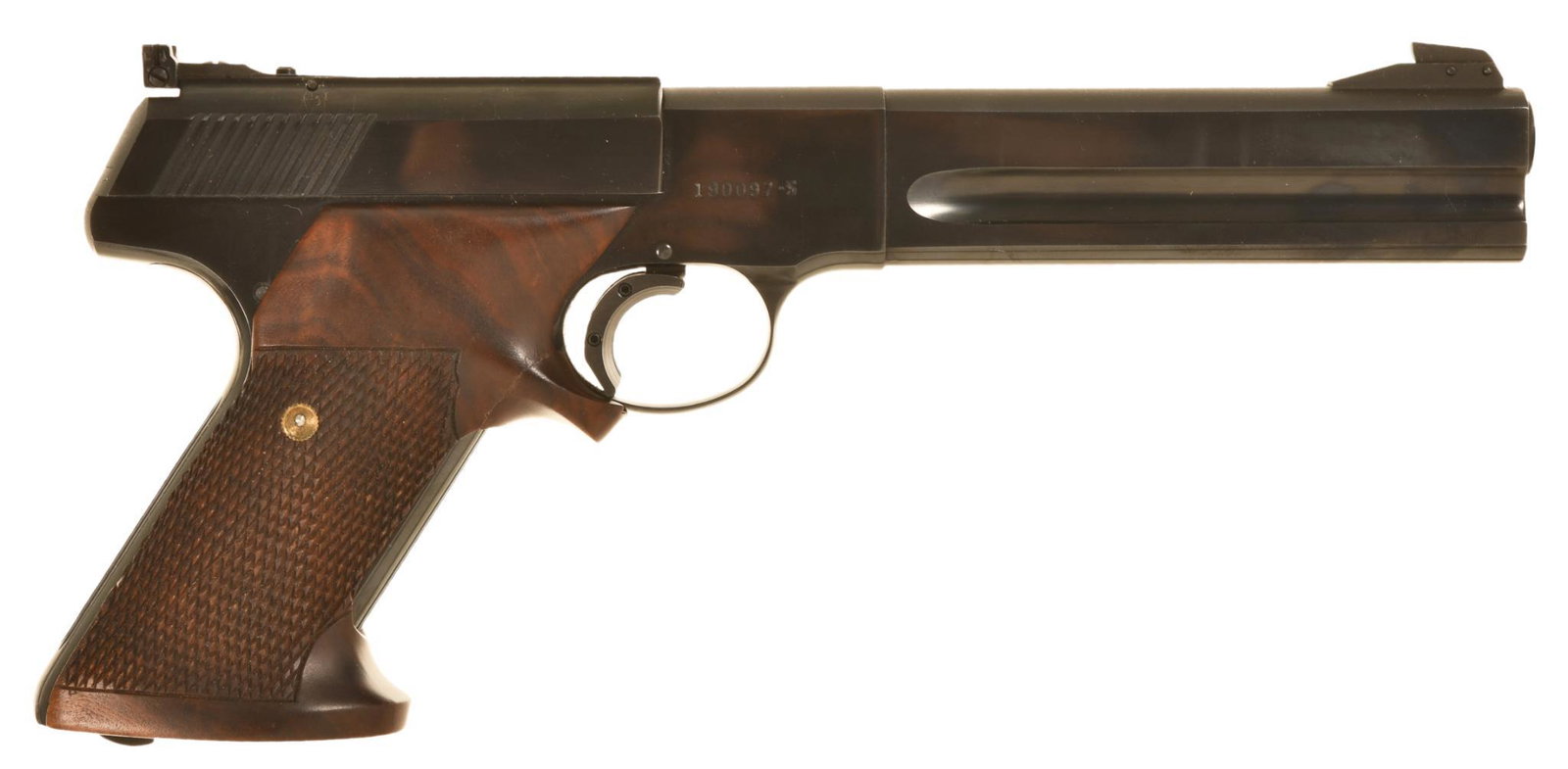COLT WOODSMAN MATCH TARGET 22LR CALIBER SEMI AUTO: Made 1960. 6" Barrel 10 Shot. This Is A Third Issue Gun. The Target Grips Are Either Ropers Or Sandersons. Comes With One Factory Mag. Blue Is 97-98% Very Clean Target. C&R Eligible B2-L419