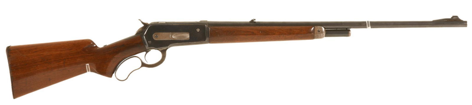 WINCHESTER MODEL 71 348 WCF CALIBER LEVER ACTION RIFLE: Pre War Long Tang Model Water Damage To The Butt And Plate And The Stock Has Been Shortened. Has Folding Rear Sight. Bolt Peep Is Not Present. 4 Extra Holes In The Left Side Of The Receiver. 50% Thinn