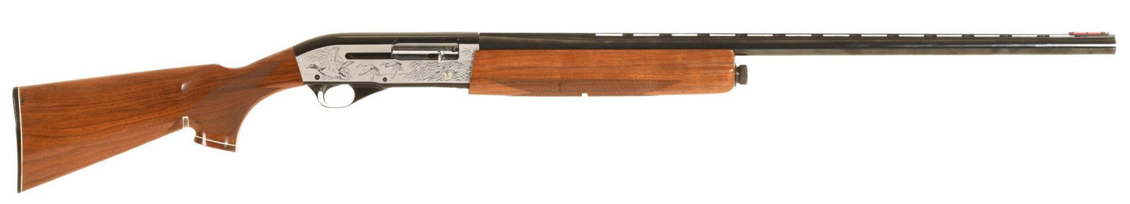 CHARLES DALY SUPERIOR MODEL 12 GAUGE SEMI AUTO SHOTGUN: 30" Full Choke Vent Rib Barrel. Aluminum Alloy Receiver With Duck Scenes On The Right And Dog And Pheasant Scene On The Left. A Few Handling Marks In The Wood. Very Nice Used Condition. B2-L494