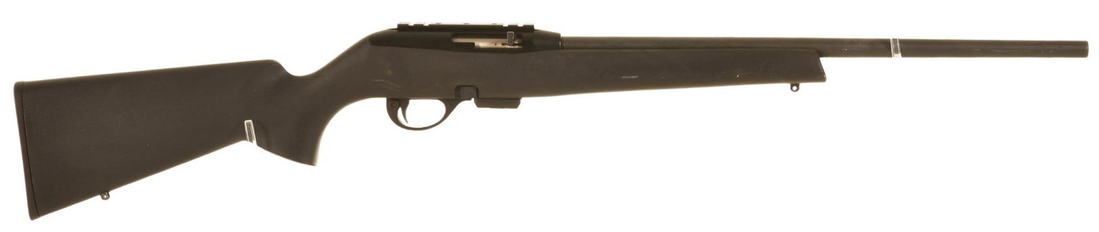 REMINGTON MODEL 597 MAGNUM 17 HMR CALIBER SEMI AUTO: Has No Sights From The Factory. Does Have A Rail On Top Of The Receiver. Comes With 5 Factory Magazines. Very Good Used Condition. With Just A Few Handling Marks On The Synthetic Stock B2-L402