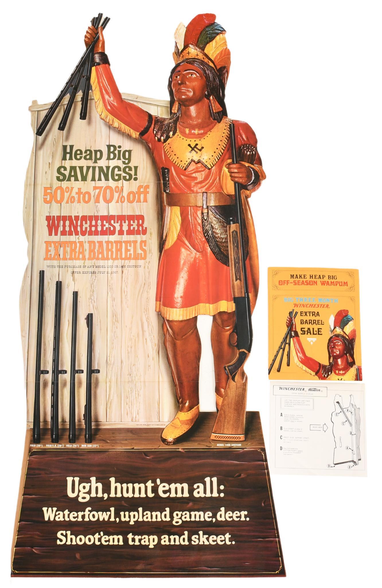 Winchester Extra Barrels Display NOS: Cardboard. Have excellent color. NOS. Displays very well when put together. Comes in the box with other sales materials and instructions. 58" tall. Rated 9.75