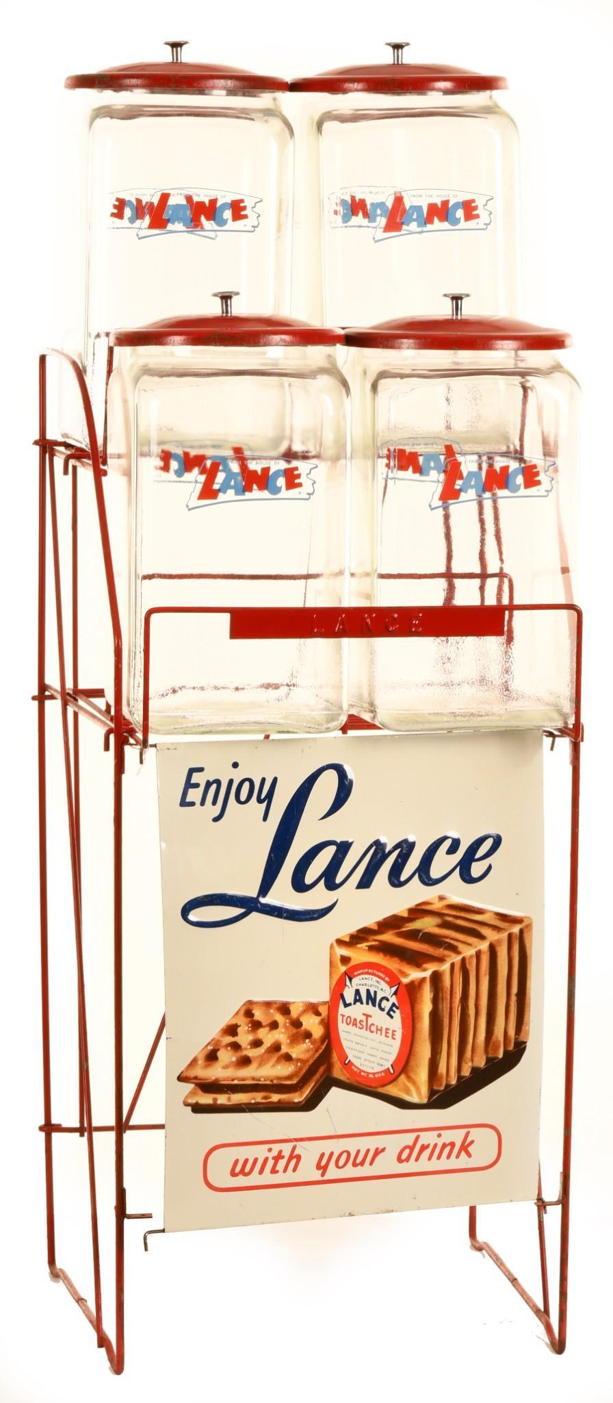 Enjoy Lance with your Drink Four Glass Jars Metal Store (1 of 1)